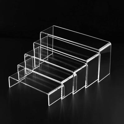 China Mordern 3 Tier U Shape High Clear Acrylic Display Stand For Gifts, Shoes, Bags Acrylic Riser Rack for sale