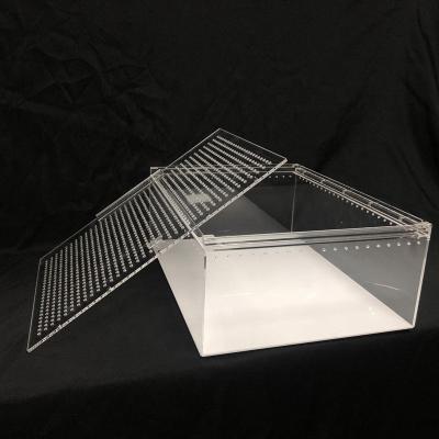 China Breathable Cage Acrylic Reptile Tarantula Feeding Box Small Pet Cages For Sale for sale