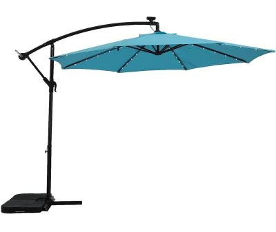 China Garden Modern Waterproof 3m Banana Light Sunshade LED Polyester Windproof Umbrella For Outdoor Use for sale