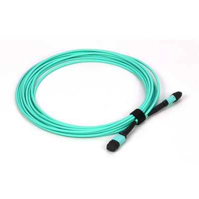 China Data Center MPO To MPO 12 Core OM3 Fiber Patch Cord Low Loss Fiber Optic for sale