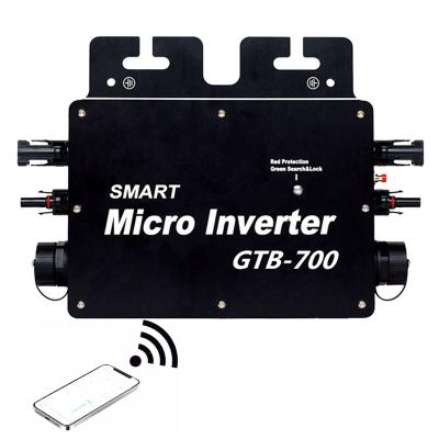 China Solar Inverter GTB-700 WiFi Smart Micro Control Tie Grid 700W Auto ID DC To AC Solar Inverter 120V 230V MPPT 280mmx200mmx40mm for sale