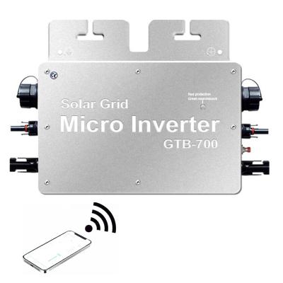 China Solar Inverter 700W WiFi Smart Micro Control Tie Grid GTB-700 Auto ID DC To AC Solar Inverter 120V 230V MPPT 280mmx200mmx40mm for sale