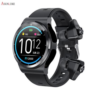 China Touch screen 2 in1 sport smart watch with earphone gt69 fitness music smart watch with tws wireless earbuds for sale