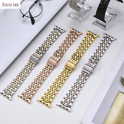 China Apple iWatch 7 Pearl Size Small Stainless Steel Watchband Sports Stainless Steel Chain Solid Metal Watch Strap 38 40 42 44mm for sale