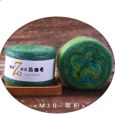 China Bulky Merino Wool Dyed Rainbow Yarn Cake Yarn Mohair Silk Yarn For Low Price for sale