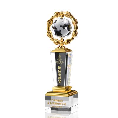 China Custom Creative Trophy Conference Souvenir China Logo K9 Crystal Metal Material Crystal Trophy for sale