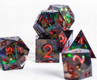 China Wholesale bladed dice game dice set dnd polyhedron custom green blue black dungeons and dragons resin rpg bladed dice 800 resin dice for sale