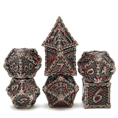 China Hot sale dnd game dece 7 piece polyhedral set dragon scale metal mold D&D dies suitable for dungeons and dragons die cut for sale