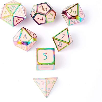 China Hot selling dnd dragon game dice 7 piece set for dungeons and dragons playing polyhedron metal D&D die set for sale