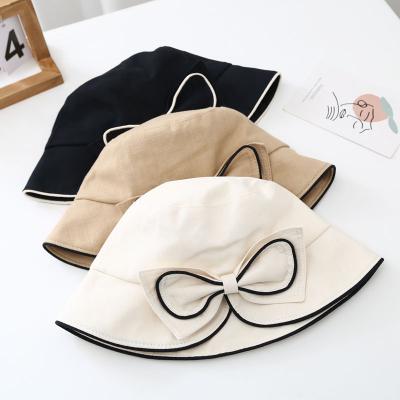 China 2022 Sporty Japanese Style All-match Bow Bucket Hats Summer Solid Color Bucket Women's Times Hat for sale