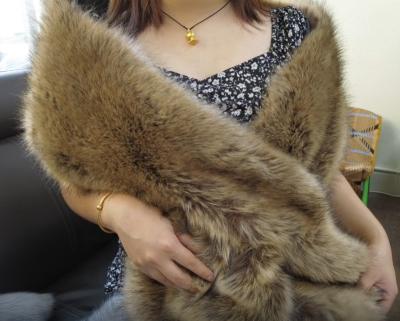 China Luxury Excellent Quality Long Hair Faux Fur Scarf Shawl For Women Winter Warm Wraps for sale