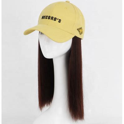 China Silky Straight Wave Wigs With Cap Silky Long Straightic Hair Wig Baseball Wig Cap for sale