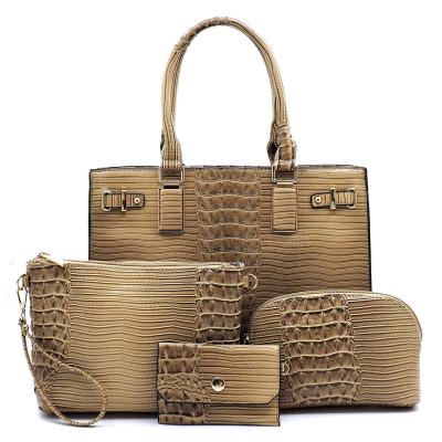 China Europe High Quality Female Alligator Leather Hand Tote Bag Ladies Handbags Sets Custom Wholesale Elegance Four Piece Suit for sale