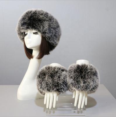 China Fashion Blank Fox Fur Cuff Beanie Woman Top Hat Cuff Winter Warm Two-Piece Faux Fur Cuff Beanie Woman for sale