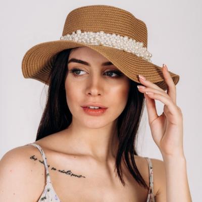 China 2020 Straw Hat Fashion New Women's Straw Hat Fashion New Women Pearl Top Hat Straw Visor Straw Pearl Empty Hat Summer Chic Handmade Styles for sale