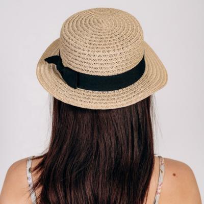 China Wholesale Ladies Picture Summer Panama Straw Hats Narrow-Brimted Dome Hats for sale