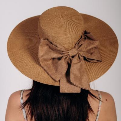 China Wide Picture Women Brim Beach Hat Bowknot Summer Sun Foldable Straw Hat for sale