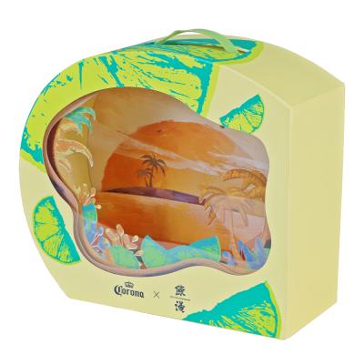 China Handmade Custom Design Rigid Cardboard Suitcase Paper Box Wine Beer Champagne Packaging Gift Box With Window for sale