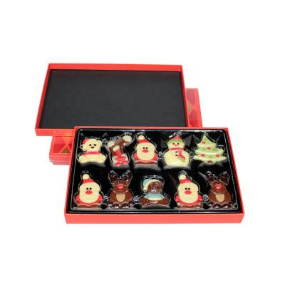 China High End Recycled Materials Black Red Chocolate Gift Box Packaging Box Luxury Packaging With Ribbon for sale