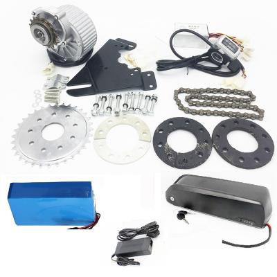 China Cheapest 24V 36V 450W 500W Side Hang Brush Motor Electric Bike Conversion Kits with 24V 36V 9.6Ah 14.4AH 6