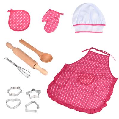 China Kids Apron Kids Pretend Role Play Kids Cooking and 11pcs Set Kitchen Costume Role Play Kits Apron Baking Hat Pretend Play Toys for sale