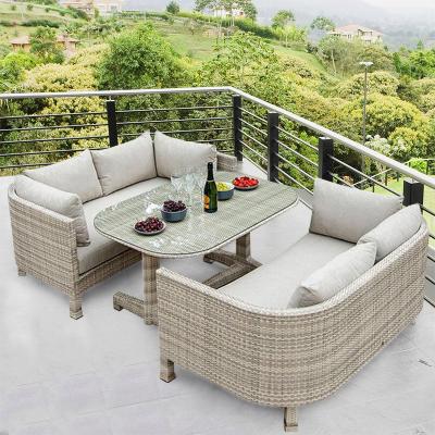 China Outdoor Three-Piece Combination Double Chair Rattan Courtyard Hotel Weather Furniture Outdoor Sofa Storage Sofa for sale