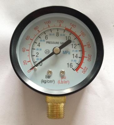 China 60mm Connection Brass Brass Pressure Gauge for sale