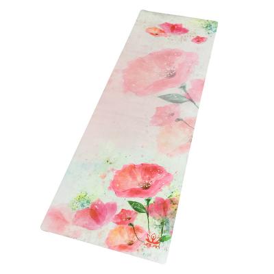 China Anti Slip Sublimation Custom Label Super Fiber Fabric Non Slip Fitness Eco Friendly High Quality Suede Printed Rubber Yoga Mat for sale