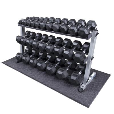 China Home Use Heavy Duty Rubber Coated Dumbbell Set With Rack 5LB-70LB for sale