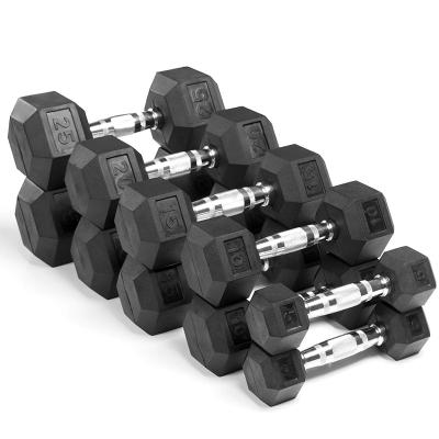 China Custom Black Rubber Man Fitness Set Dumbbell Gym Dumbbell Gym Hex Dumbbell Sets for sale