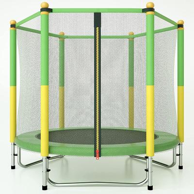 China Safe Trampoline With Safety Enclosure Indoor Or Outdoor Trampoline For Kids Yellow / Green 5 Feet for sale