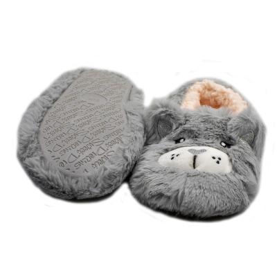 China Round Cute Embroidery Kids Fur Slippers Animal Pink Furry Winter for sale