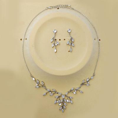 China Trendy Fashional Zircon Jewelry Bling Bling Bridal Wedding Necklace Sets Bridal Jewelry for sale