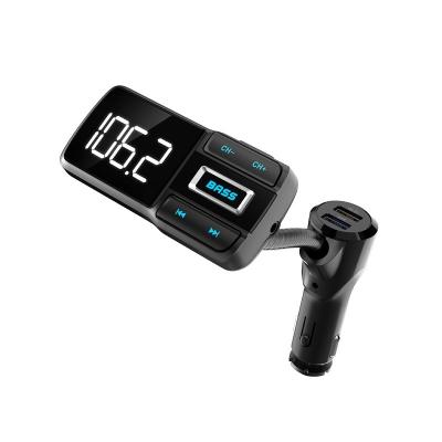 China Hot BT 5.0 Dual USB Wireless Music Player 2021 Factory Price FM Transmitter Car Kit MP3 Handsfree Calling Wireless FM Transmitter Car Kit Fast Car Charger BT77 for sale