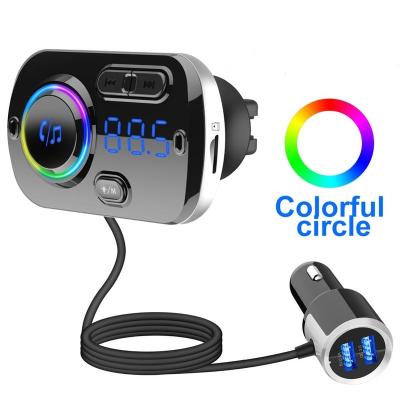 China Wireless USB mp3/mp4 player cable car charger private call switch FM transmitter car mp3 radio player audio colorful ambient light for sale