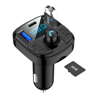 China Battery voltage detection upgrade BT29 fm transmitter new for type-c car charger BT car mp3 player fm broadcast QC3.0 USB radio station transmitter for sale