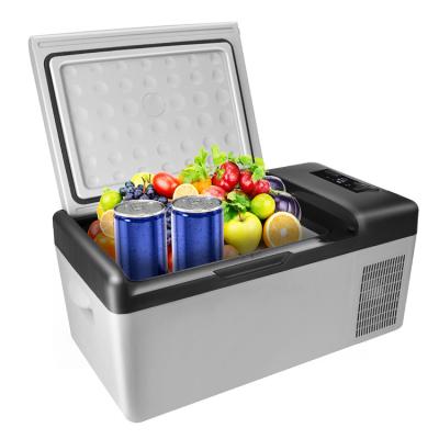 China High Quality Silver Portable Car Fridge -20~20 Celsius 15L Mini Refrigerator for Home and Car CF-101 for sale