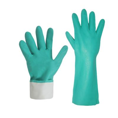 China Comfortable OEM Colored Reusable Car Dish Cleanroom Wash Nitrile Cleaning Gloves Green 15 Mil for sale