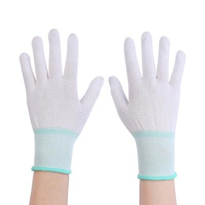 China Factory direct sales durable knitted nylon material anti-static finger hand safety work gloves coated gloves for sale