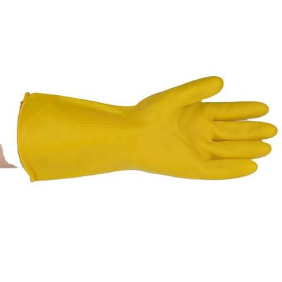 China Industrial High Quality Yellow Heavy Duty Industrial Thin Working Rubber Gloves for sale