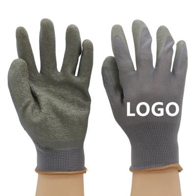 China Wholesale Durable Crinkle Finish Latex Coated Polyester Safety Work Gloves Industry And Construction Use for sale