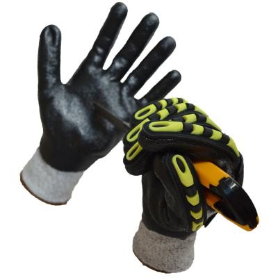 China Construction Work Protect Good Quality Sandy Nitrile Coated Safety Gloves High Impact Black Nitrile Mechanical Gloves for sale