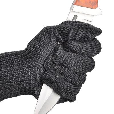 China Heavy Duty Black Stainless Steel Mesh Butchers Glove Super Strong Cut Butcher Hand Protection for sale