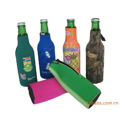 China Waterproof Insulated Neoprene Zipper Beer Bottle Cooler Holder for sale