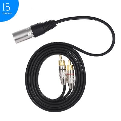 China Multimedia XLR Cable Factory Home Sound Audio Splitter Cable 1 XLR Female Plug To 2 RCA Male Plug 2M for sale