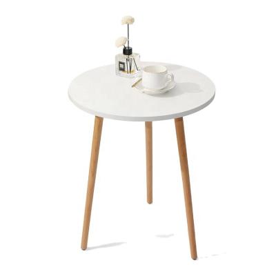 China Knock Down Ready To Assemble Table Simple Style White Color Table With 3 Leg MFC Solid Wood Panel Coffee Table for sale