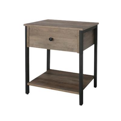 China Adjustable (Other) Know Down Minimalism Rustic Style Brown Wood Drawer Bedside Tables Nordic Design Black for sale