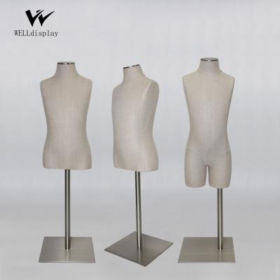 China Plus Size High Quality Foam Child Torso Child Bust Dress Form Baby Hard Body Mannequins With Cloth Covers Metal Base Square for sale