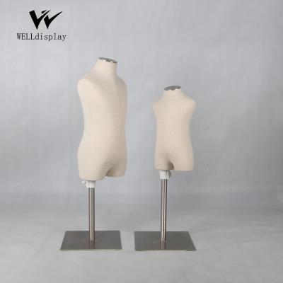 China Baby Plus Size Model Hard Foam Cloth Works Form Dummy Torso Dress Half Body Child Mannequins Half Size for sale