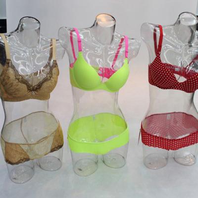 China Plus Size Fashion Model Plastic Transparent Upper Form Underwear Female Body Bust Mannequin Dummy Torso For Lingerie Clothing for sale